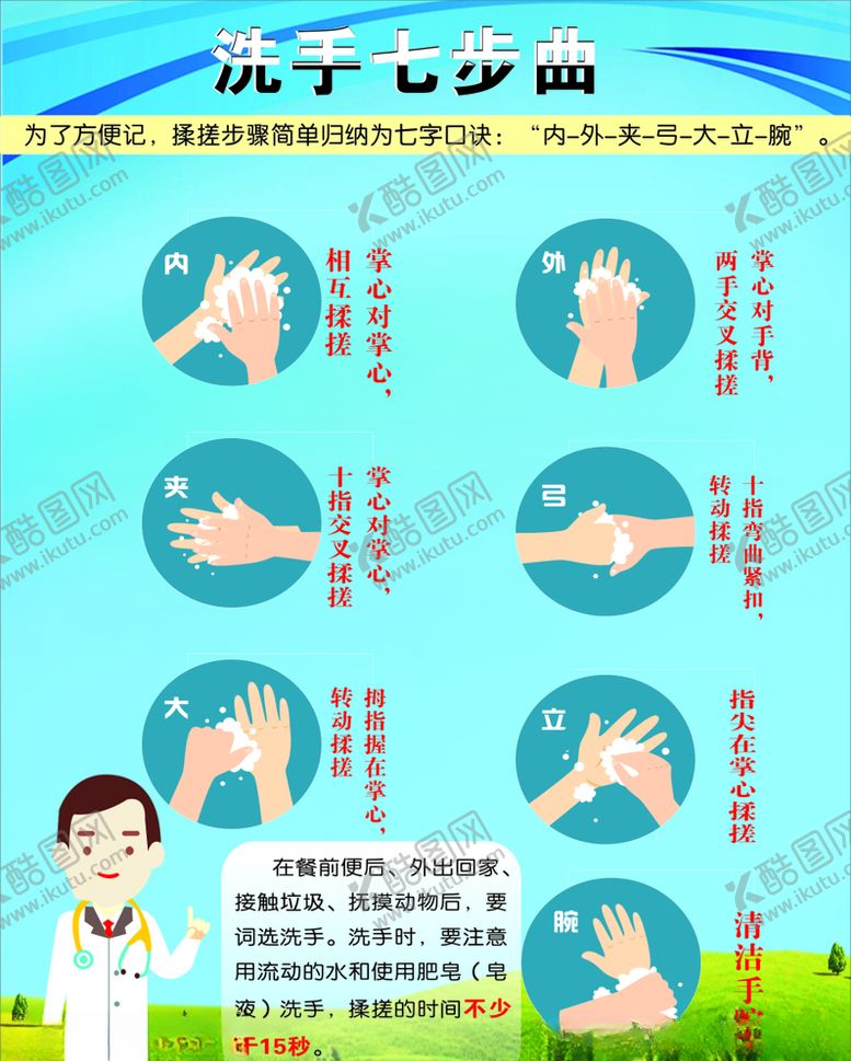编号：84410210300423277793【酷图网】源文件下载-洗手七步曲