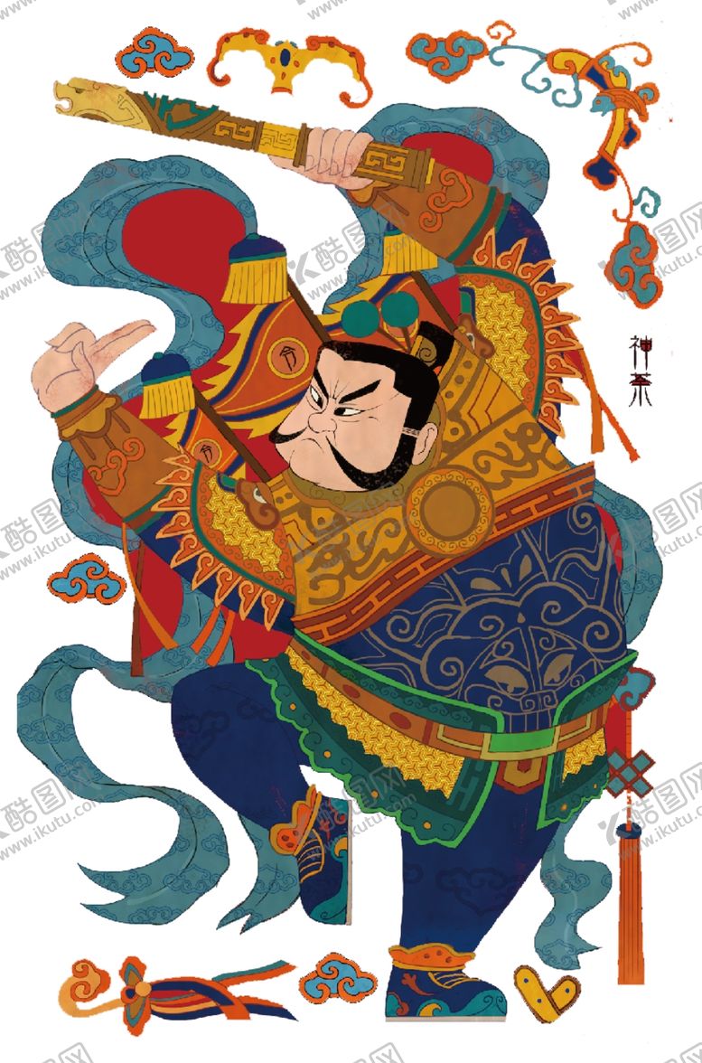 编号：57973410021736526667【酷图网】源文件下载-门神年画插画手绘画漫画