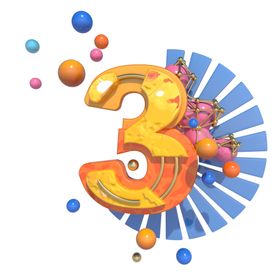 C4D三维数字3效果装饰图片