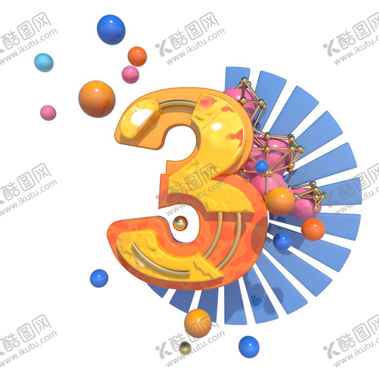编号：61003807080045097988【酷图网】源文件下载-C4D三维数字3效果装饰图片