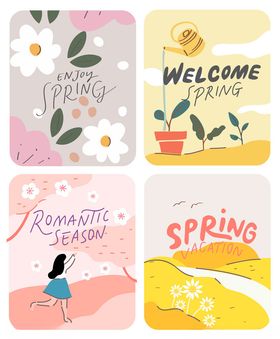 春季主题插画卡片集合