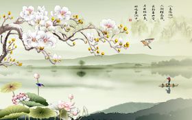素雅玉兰花背景墙