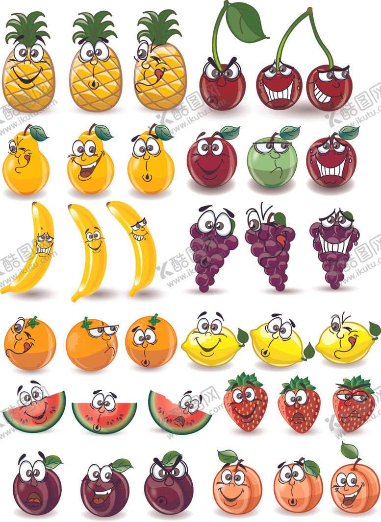 编号：26602710050354303936【酷图网】源文件下载-卡通水果表情