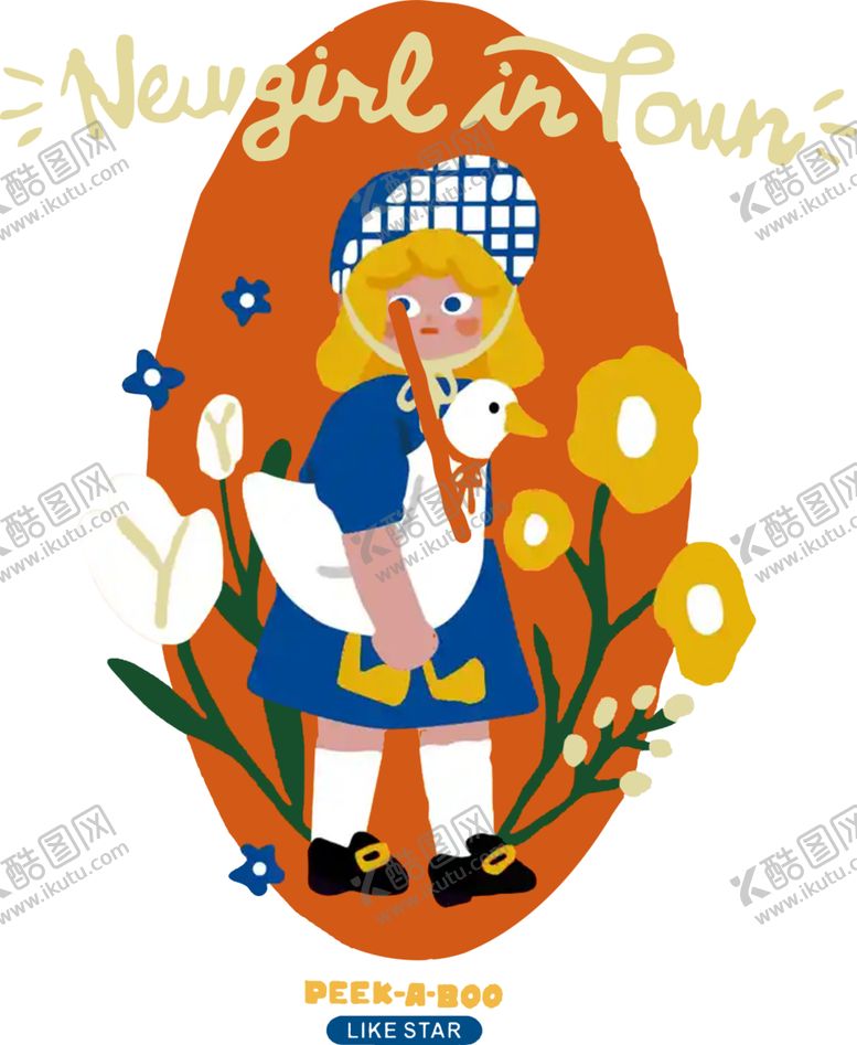 编号：75685612300532167261【酷图网】源文件下载-涂鸦女孩印花烫画图