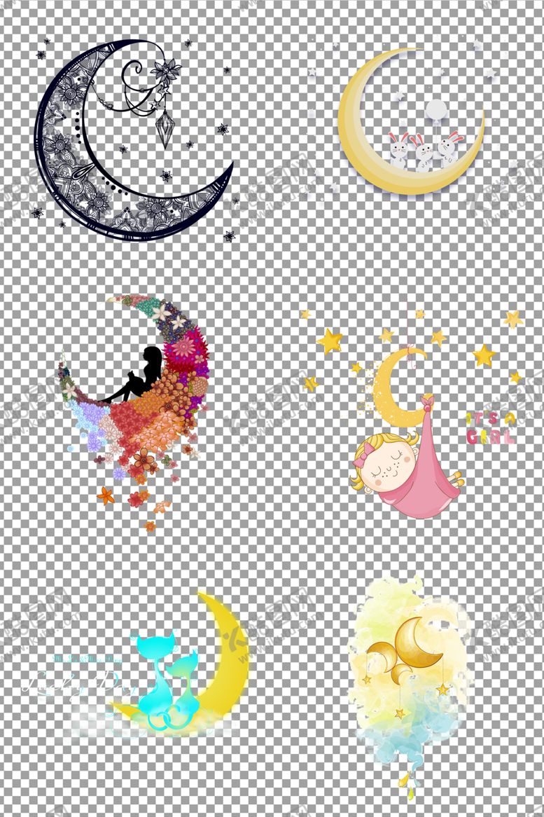 编号：60973109262157319935【酷图网】源文件下载-手绘卡通月亮