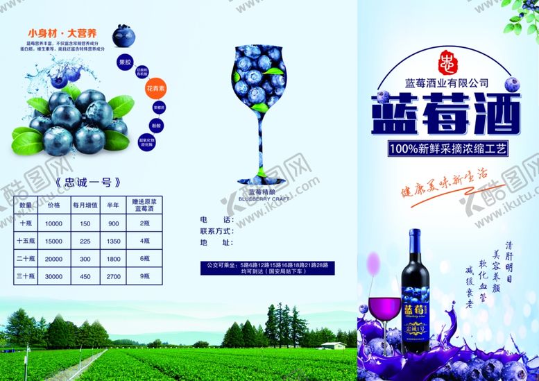 编号：30102307141200585570【酷图网】源文件下载-蓝莓酒折页