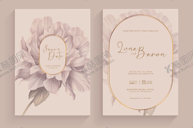 编号：57364910301327067165【酷图网】源文件下载-花卉婚礼请柬