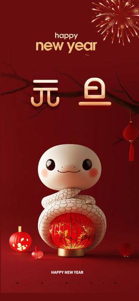 元旦庆迎新年蛇年2025海报