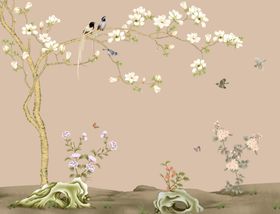 工笔花鸟背景墙装饰画