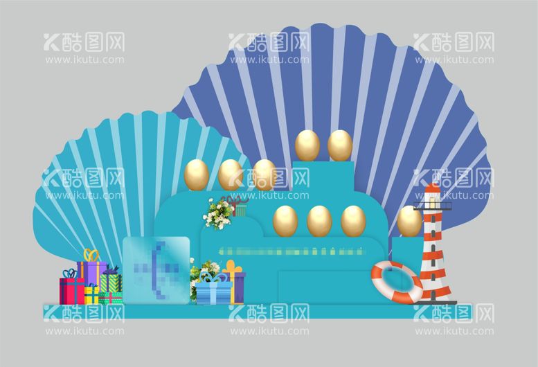 编号：37835111241200442193【酷图网】源文件下载-海洋风格金蛋台设计