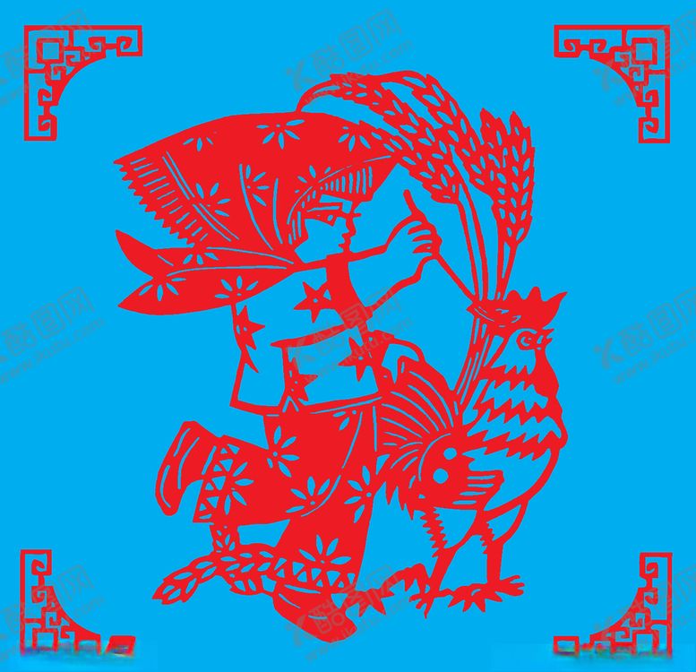 编号：83220009211305396469【酷图网】源文件下载-养鸡剪纸