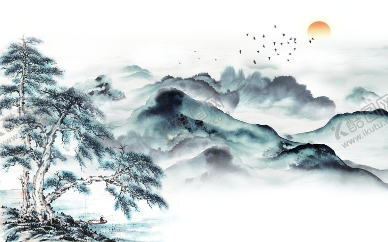 编号：51505207070320407874【酷图网】源文件下载-新中式山水画图片