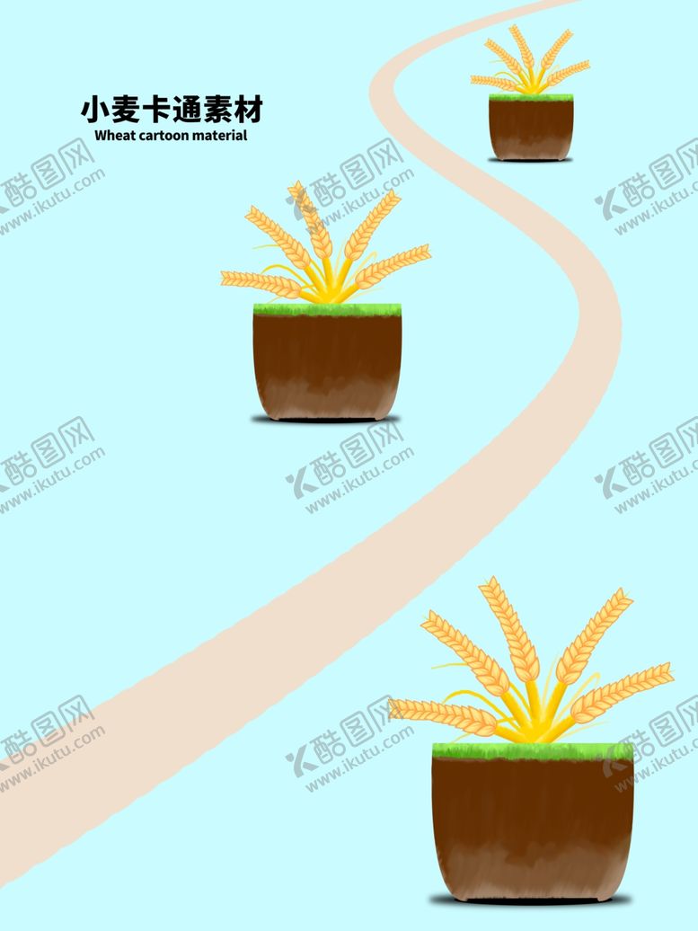 编号：40510405050957071787【酷图网】源文件下载-分层蓝色曲线小麦卡通素材