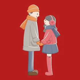 手绘情侣恋人卡通爱男女
