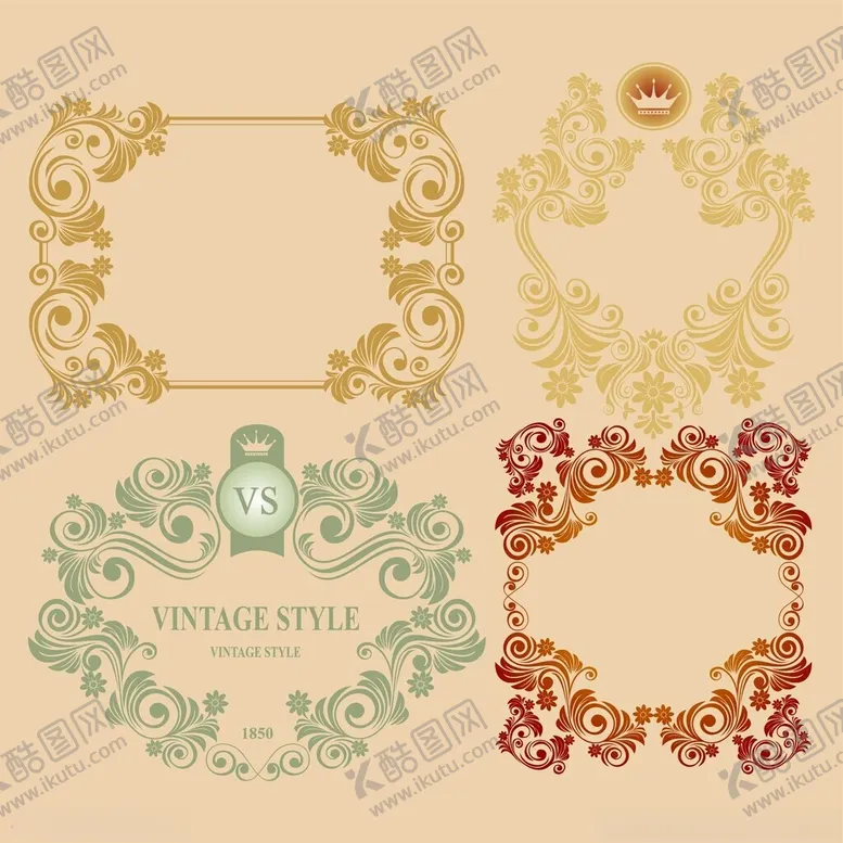 编号：72802404221708584213【酷图网】源文件下载-复古华丽装饰性边框图案