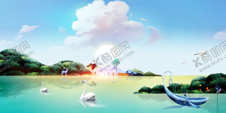 编号：41067010072354227594【酷图网】源文件下载-精美湖水旅游背景