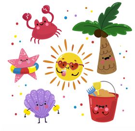 夏日元素冷饮太阳伞度假