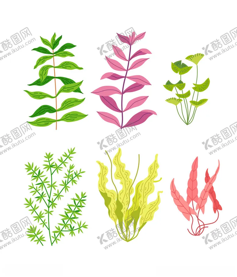 编号：63665402270932287040【酷图网】源文件下载-手绘绿植水彩花卉矢量元素