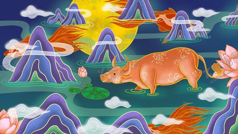 编号：80161910101442004202【酷图网】源文件下载-牛年国潮插画