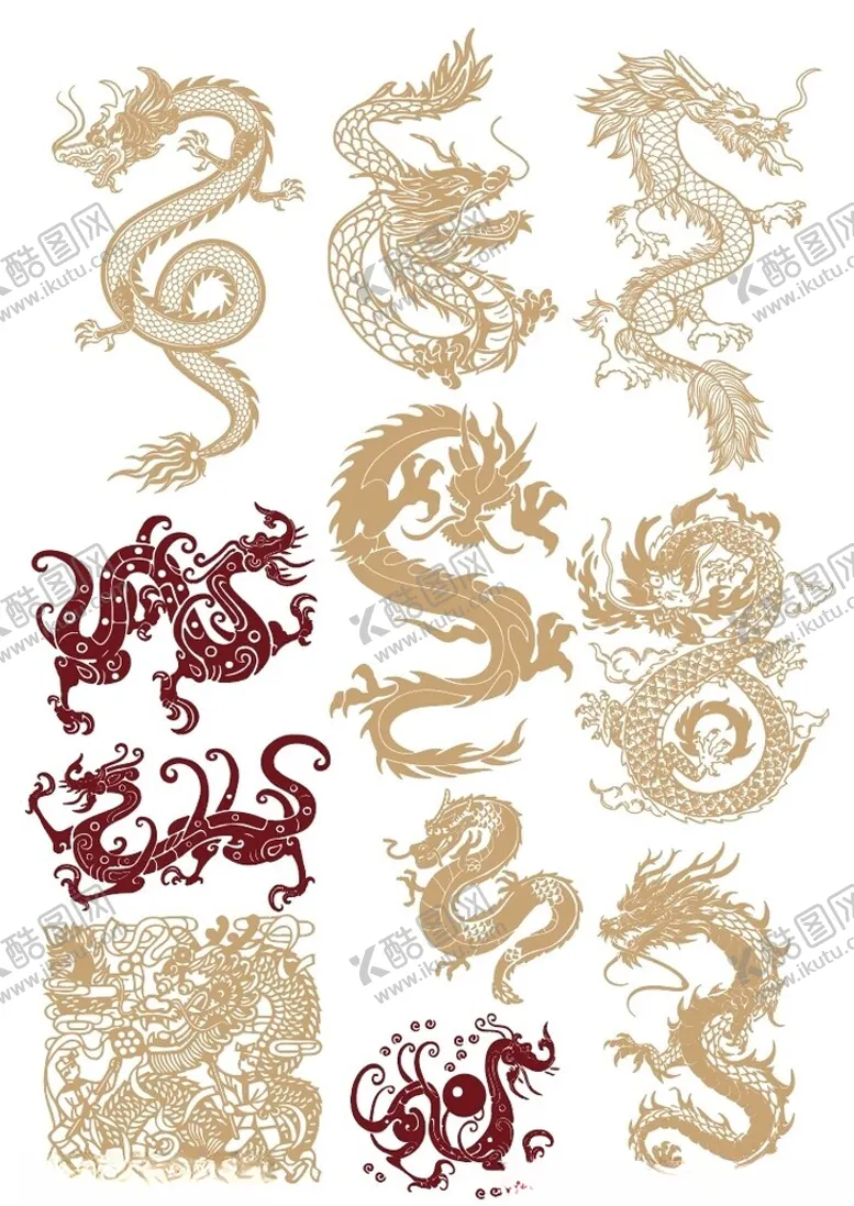 编号：41059002150719013831【酷图网】源文件下载-龙图腾龙纹中国龙矢量线稿