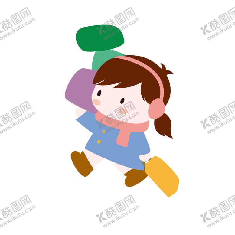 编号：11901012080221101173【酷图网】源文件下载-手绘 春运 赶车 插画 小女孩