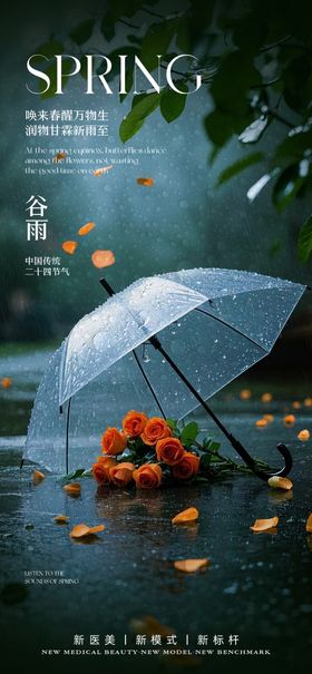 谷雨节气海报植物二十四小清新