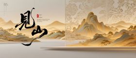 山水意境活动背景板