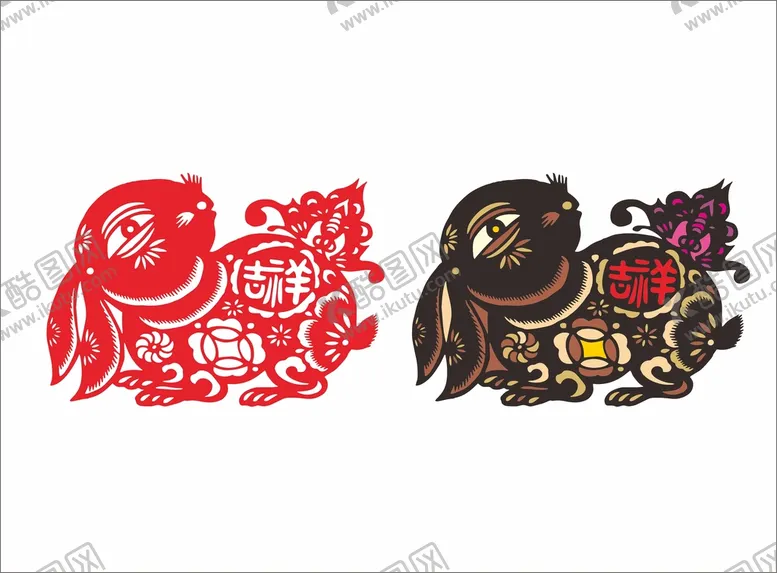编号：10219510241535292488【酷图网】源文件下载-兔子剪纸