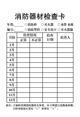 消防器材检查卡