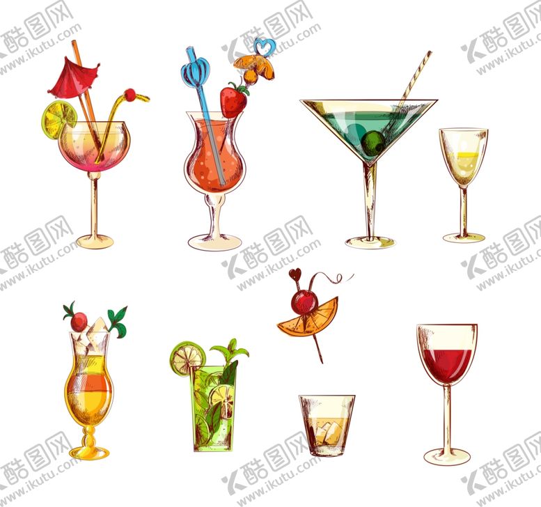 编号：50258110130044438555【酷图网】源文件下载-手绘鸡尾酒