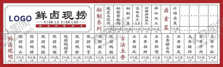 编号：26942012222340081497【酷图网】源文件下载-卤菜价格表
