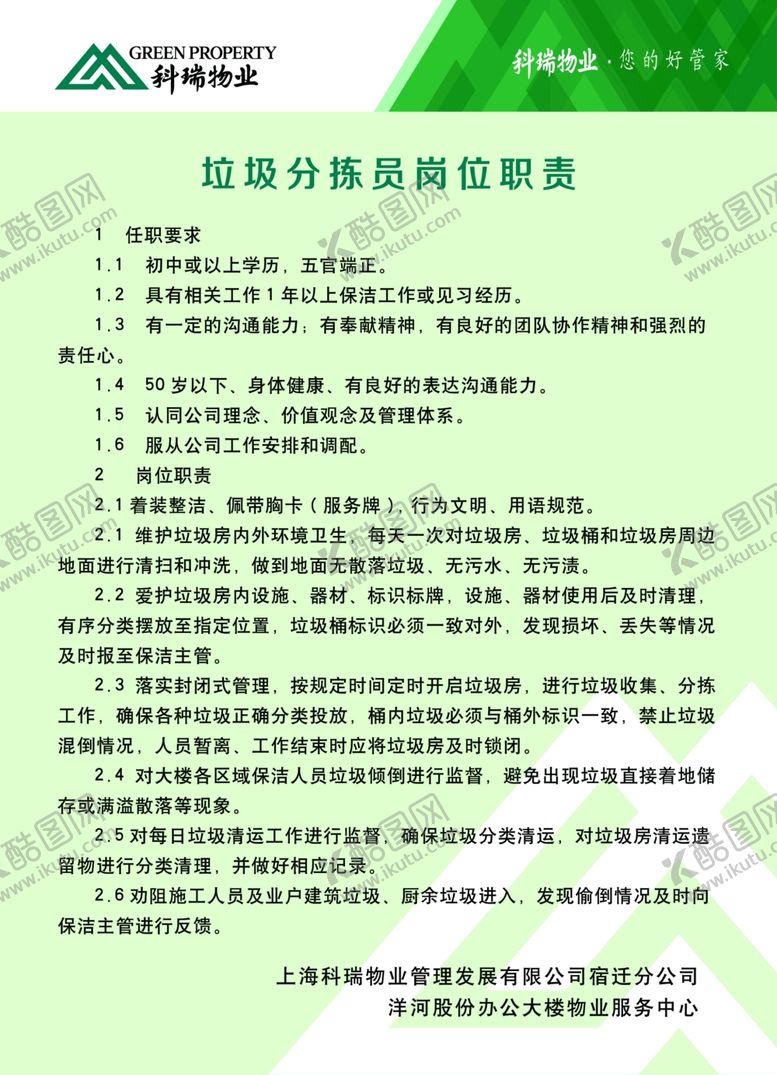 编号：20026906272222135556【酷图网】源文件下载-垃圾分拣员岗位职责