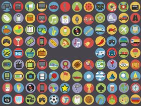 多彩圆形图标集合