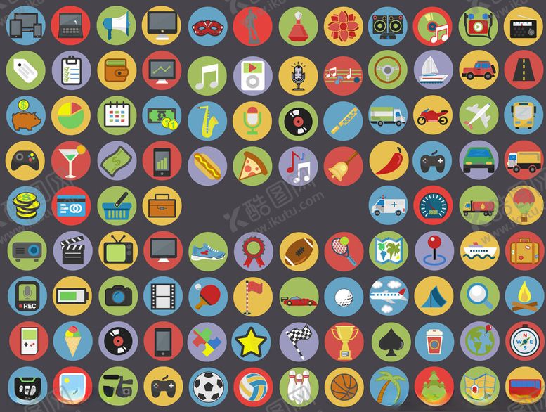编号：24376204040142361261【酷图网】源文件下载-多彩圆形图标集合