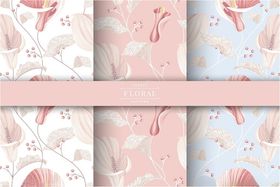 粉色花卉图案墙纸设计