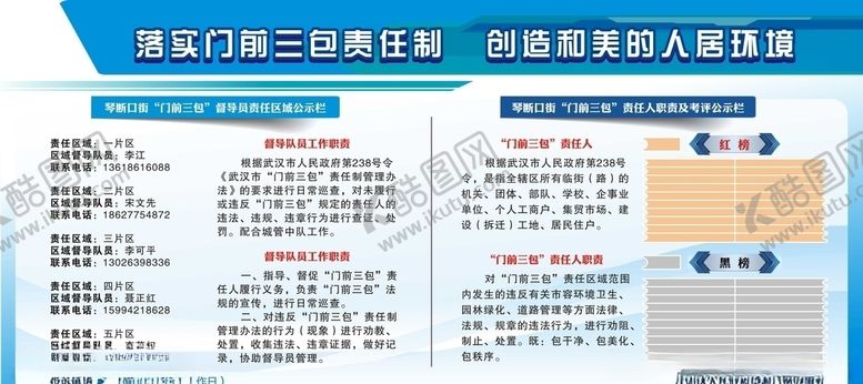 编号：99597507140445139006【酷图网】源文件下载-社区门前三包展板