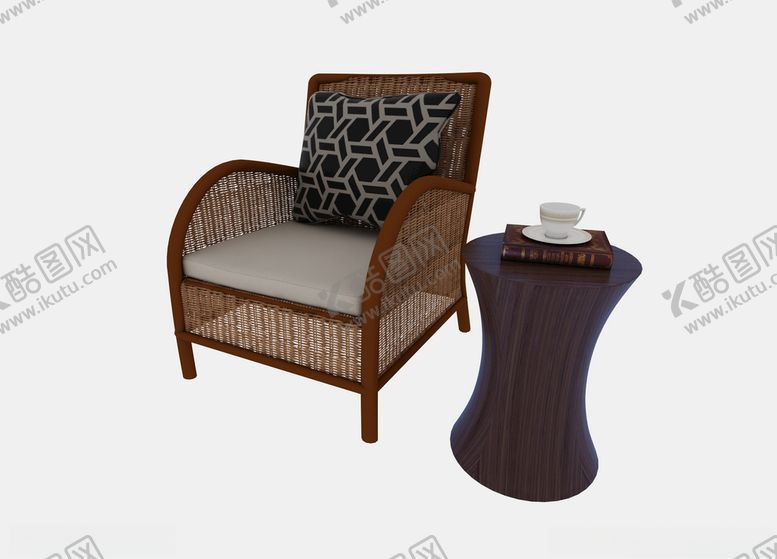 编号：57563709191543114189【酷图网】源文件下载-藤椅沙发3d模型