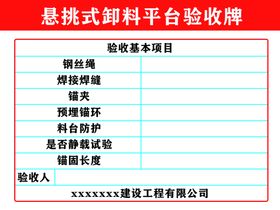 悬挑式卸料平台验收牌