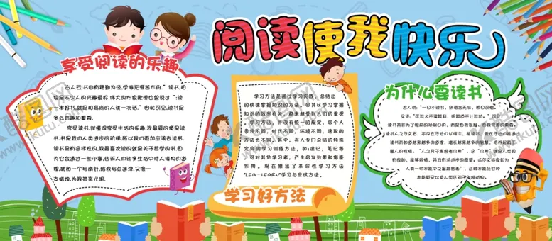 编号：83732304190735491349【酷图网】源文件下载-阅读使我快乐校园文化海报素材