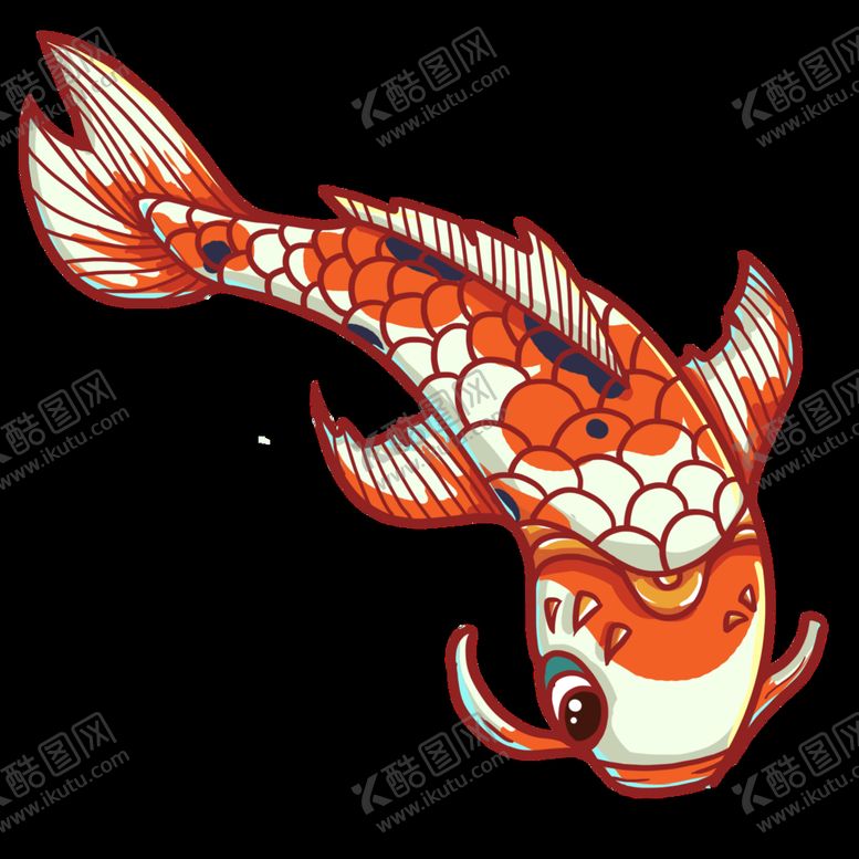 编号：36478209170159559163【酷图网】源文件下载-锦鲤  金鱼插画  国潮素材 