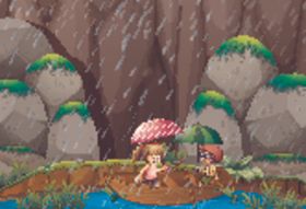 卡通雨季儿童