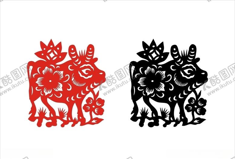 编号：42439907071320123850【酷图网】源文件下载-牛剪纸