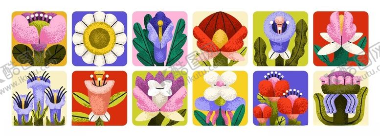 编号：82952304052210162321【酷图网】源文件下载-多彩花卉图案集合