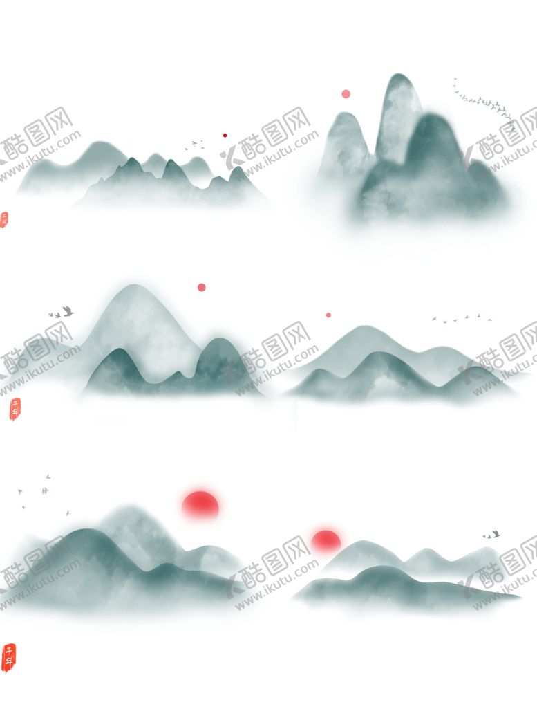 编号：14294807061817287562【酷图网】源文件下载-青黛水墨山水