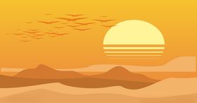 夕阳户外卡通风景插画动漫动画手绘