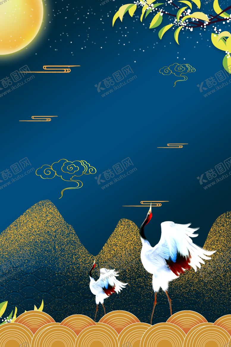 编号：76475807140331084126【酷图网】源文件下载-丹顶鹤桂花背景