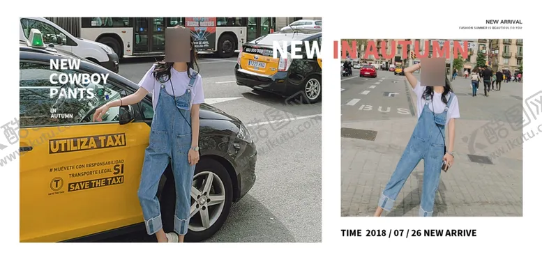 编号：71827001191011328130【酷图网】源文件下载-女士牛仔背带裤海报女装海报