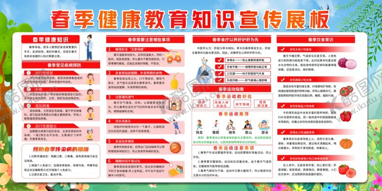 编号：70871609240614351615【酷图网】源文件下载-蓝色大气春季健康教育知识展板