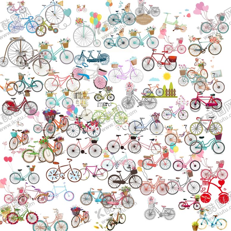 编号：36836010290024427681【酷图网】源文件下载-卡通手绘自行车