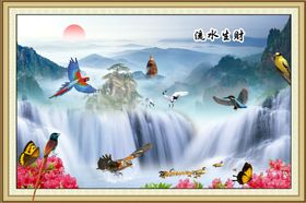流水生财画国画山国画山大图中国画山卖国画山
